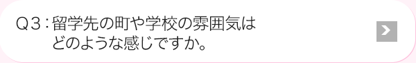 Ｑ3: 研修先の町や学校の雰囲気はどのような感じですか。