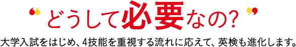 どうして必要なの? 大学入試をはじめ、4技能を重視する流れに応えて、AI検定も進化します。